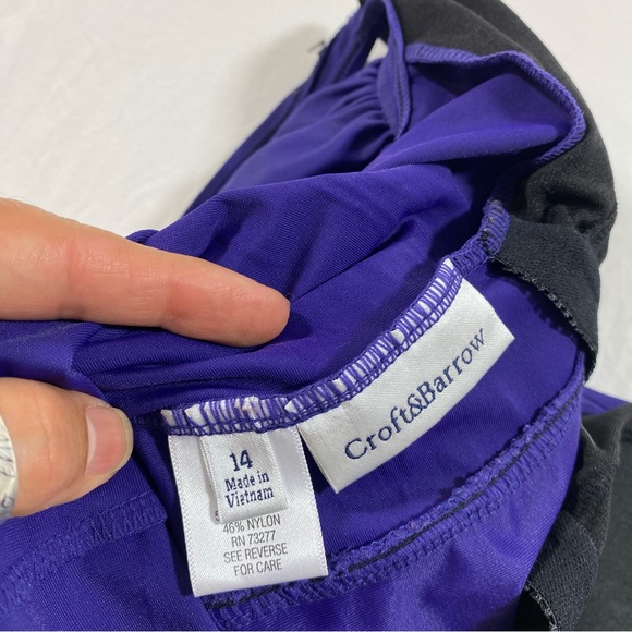 Croft Barrow One piece swimsuit Size 14 purple adjustable straps Spandex Swim - Picture 3 of 10
